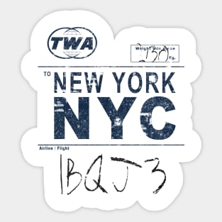 New York NYC Vintage Airline Tag Design Sticker